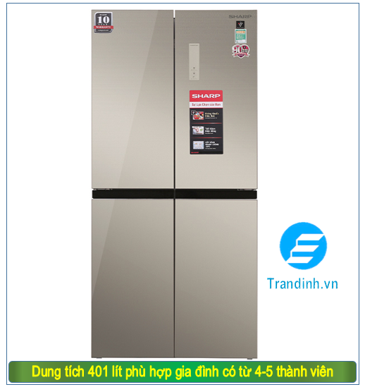 Tủ lạnh Sharp 401 lít SJ-FXP480VG-CH phù hợp gia đình 4-5 người