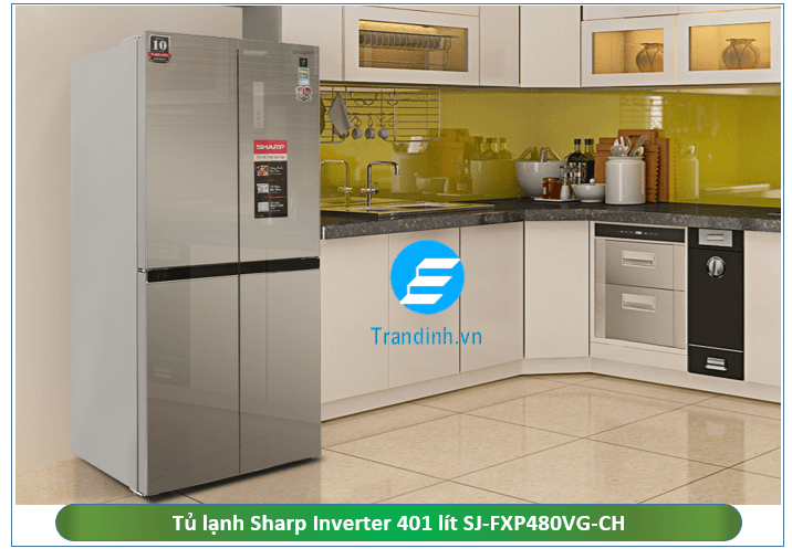  Tủ lạnh Sharp inverter 401 lít SJ-FXP480VG-CH có thiết kế tinh tế, sang trọng