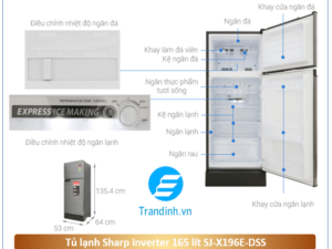 Hình ảnh tổng quát tủ lạnh Sharp Inverter 165 lít SJ-X196E-DSS
