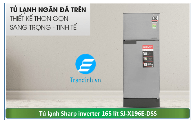 Tủ lạnh Sharp 165 lít SJ-X196E-DSS có thiết kế gọn nhẹ, thẩm mỹ