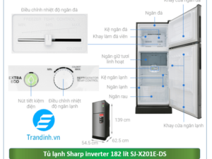 Phác hoạ tổng quát tủ lạnh Sharp inverter 182 lít SJ-X201E-DS