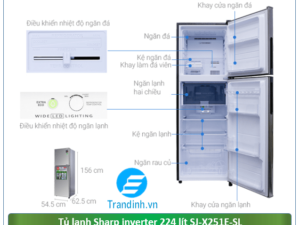 Phác hoạ tổng quát Tủ lạnh Sharp Inverter 224 lít SJ-X251E-SL