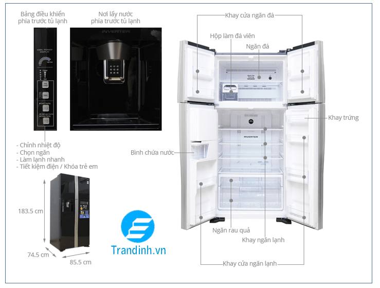 kích thước Tủ lạnh side by side