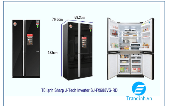 Tủ lạnh Sharp J-Tech Inverter SJ-FX688VG-RD