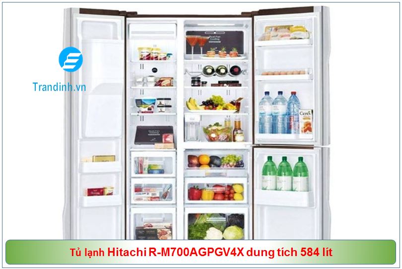 Tủ lạnh side by side Inverter Hitachi R-M700AGPGV4X dung tích 584 lít