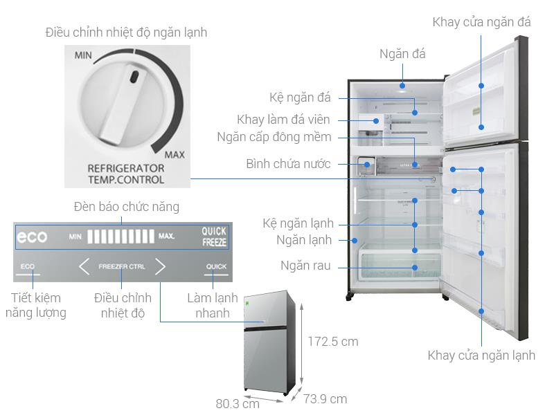 4. Tủ lạnh tiết kiệm điện Toshiba GR-AG58VA-XK