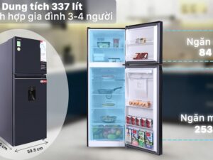 2. Tủ lạnh Toshiba GR-RT435WE-PMV(06)-MG phù hợp gia đình 3 - 4 người