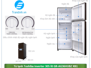 Hình ảnh tổng quát tủ lạnh Toshiba Inverter 305 lít GR-AG36VUBZ XB1