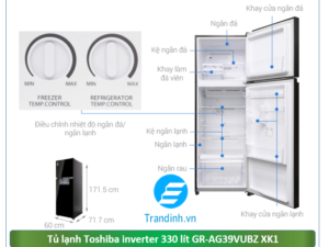 Hình ảnh tổng quát tủ lạnh Toshiba Inverter 330 lít GR-AG39VUBZ XK1