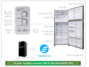 Phác hoạ tổng quát tủ lạnh Toshiba 359 lít GR-AG41VPDZ XK1