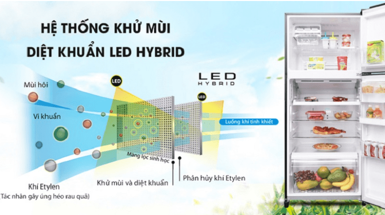 Công nghệ LED HYBRID giúp khử mùi, diệt khuẩn hiệu quả GR-AG41VPDZ XK1