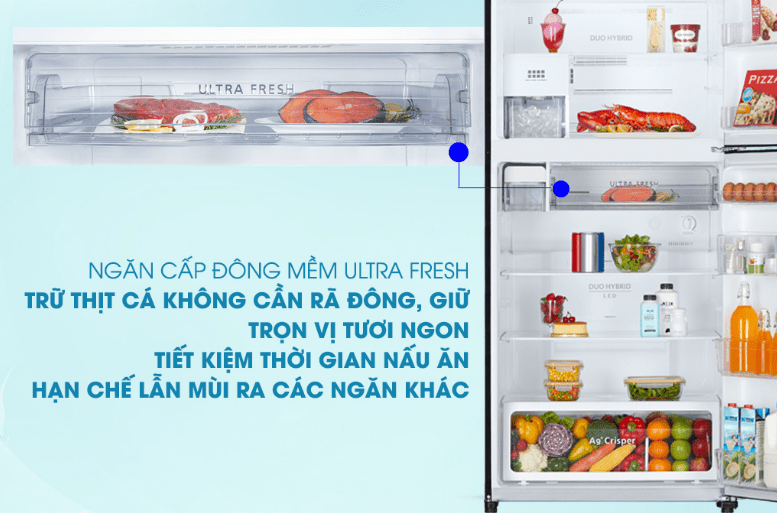 Tủ lạnh Toshiba Inverter 555 lít GR-AG58VA Ngăn cấp đông mềm Ultra Fresh giữ thực phẩm tươi ngon nhất