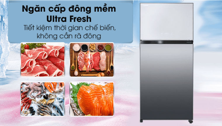 Tủ lạnh Toshiba Inverter 608 lít GR-AG66VA X Ngăn cấp đông mềm Ultra Fresh tiện lợi