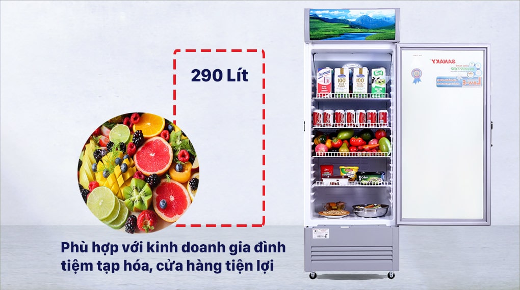 Tủ mát Sanaky TM.VH358K3L phù hợp với gia đình kinh doanh nhỏ, hoặc siêu thị 