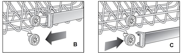 Điều chỉnh độ cao của giá trên khi chưa xếp chén đĩa