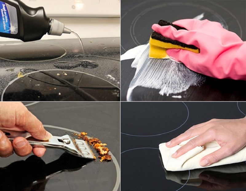 2. Đối với những vết bẩn đã bám lâu trên mặt kính bếp