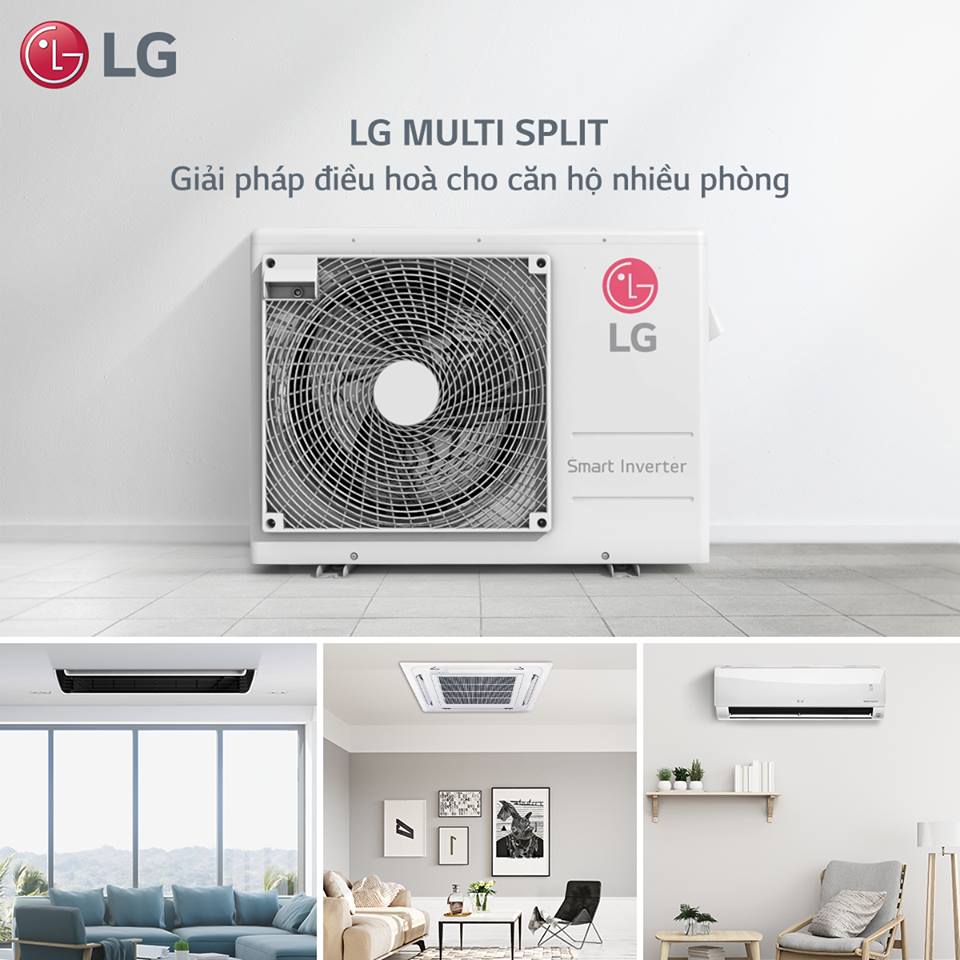 Điều hoà LG Multi Split có ưu điểm gì?【Mới 2022】 3 Có thể treo tường, âm trần hoặc âm tường