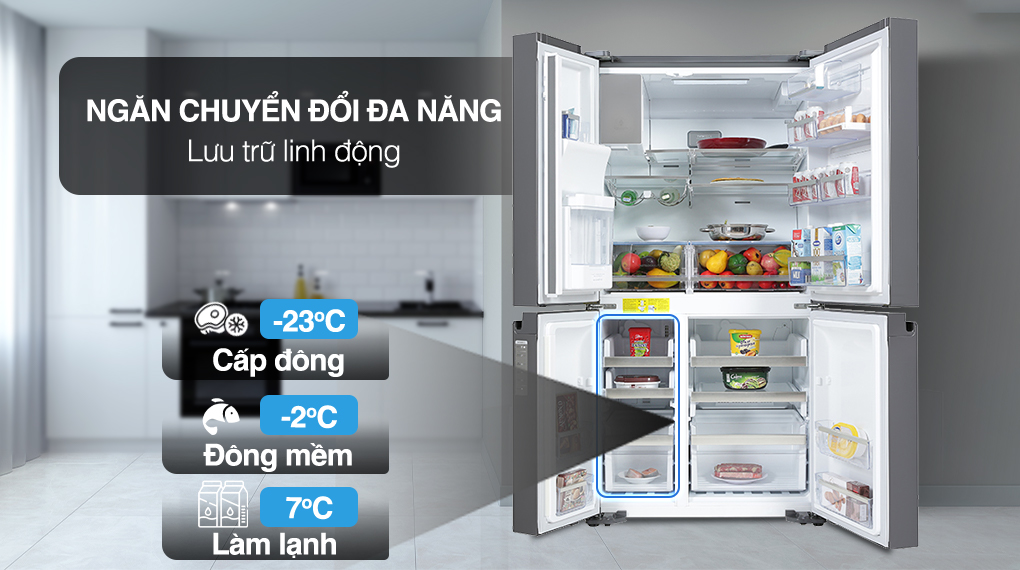 Tủ lạnh Electrolux Inverter 609 Lít EQE6879A-B - Các ngăn tủ