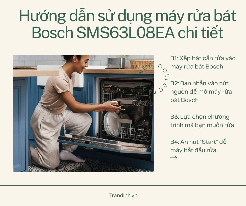 2. Hướng dẫn sử dụng máy rửa bát Bosch SMS63L08EA chi tiết