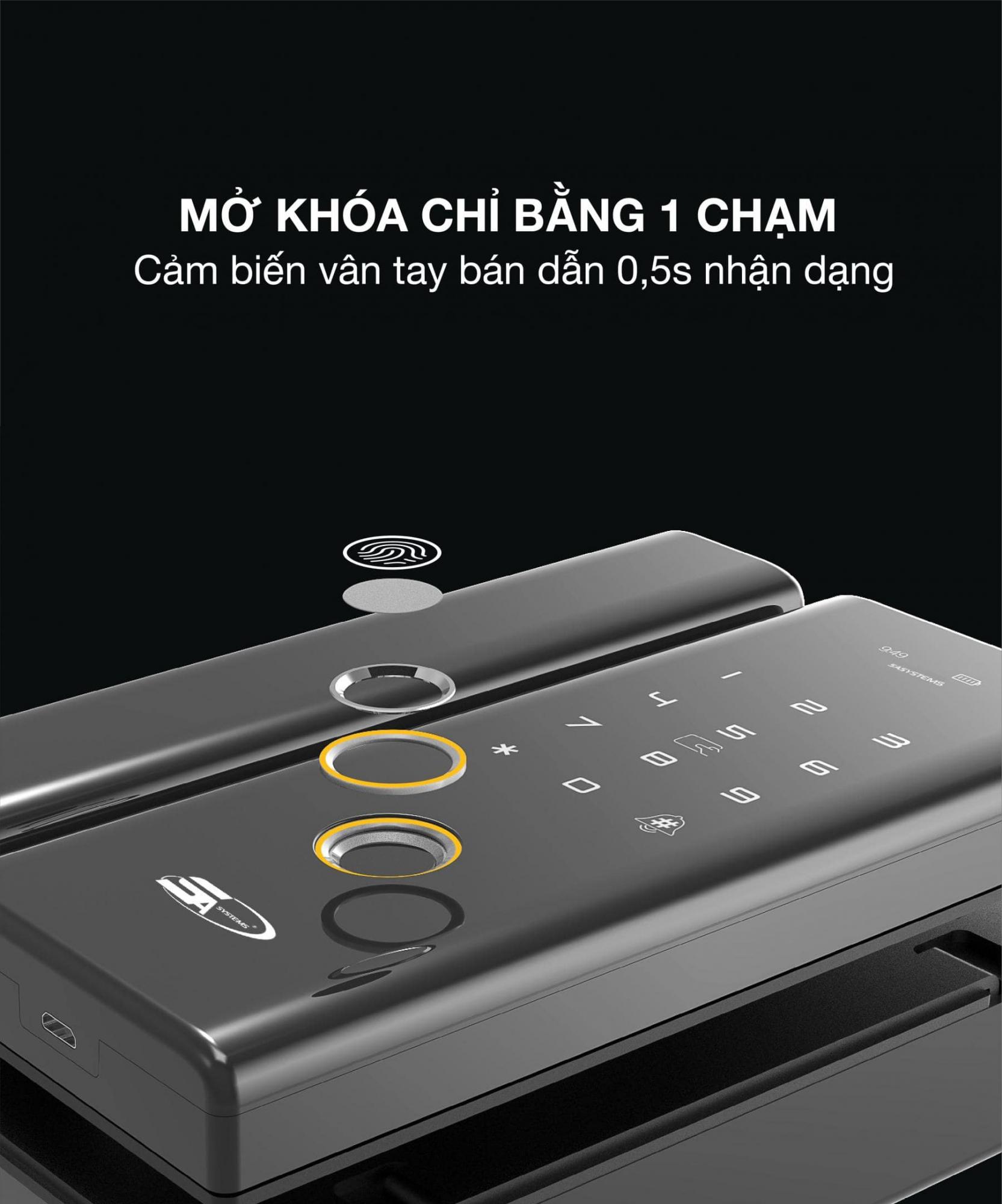 Khoá cửa kính 5asystem 5A G9 PRO 11 Các tính năng nổi bật trên khoá cửa kính 5A G9 PRO