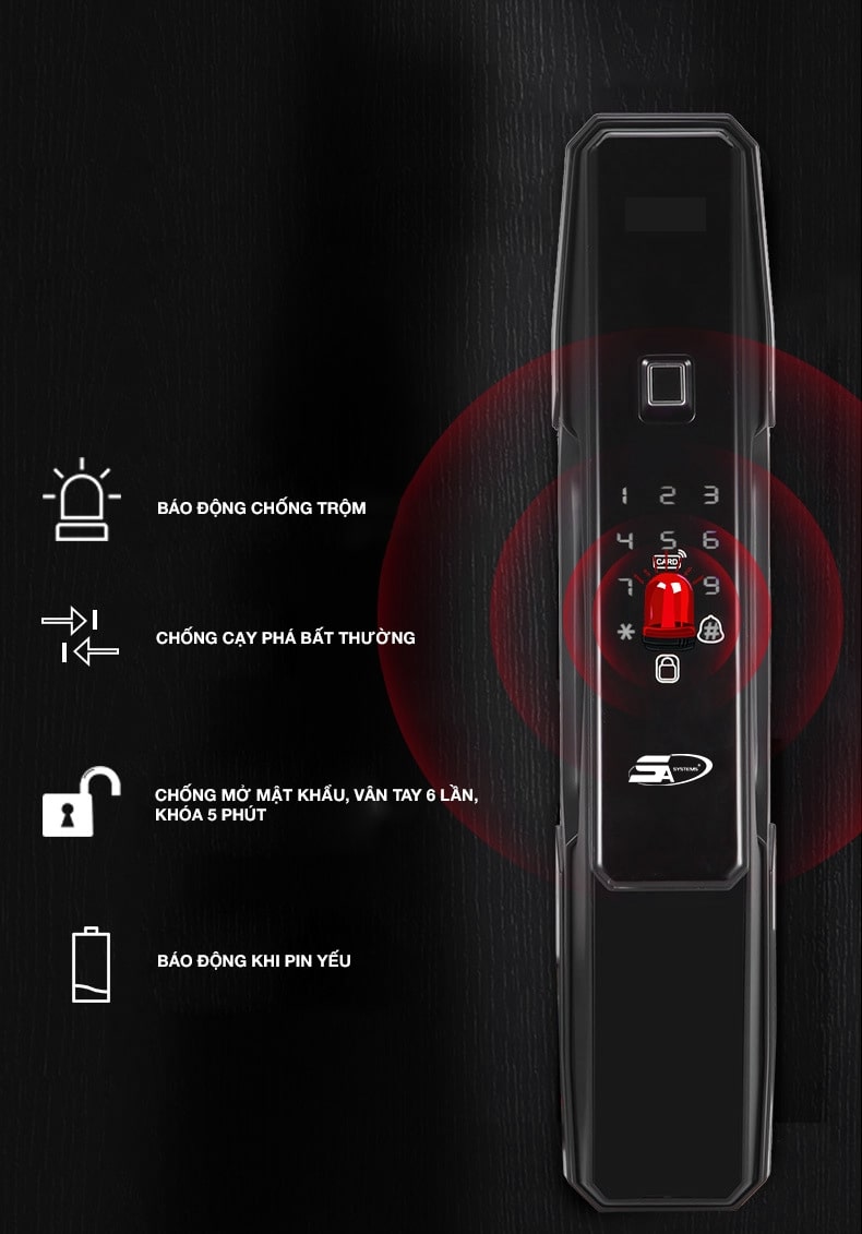 Khoá cửa vân tay 5asystem 5A SK6000 14 6. Các tính năng nổi bật trên khoá cửa vân tay 5asystem 5A SK6000