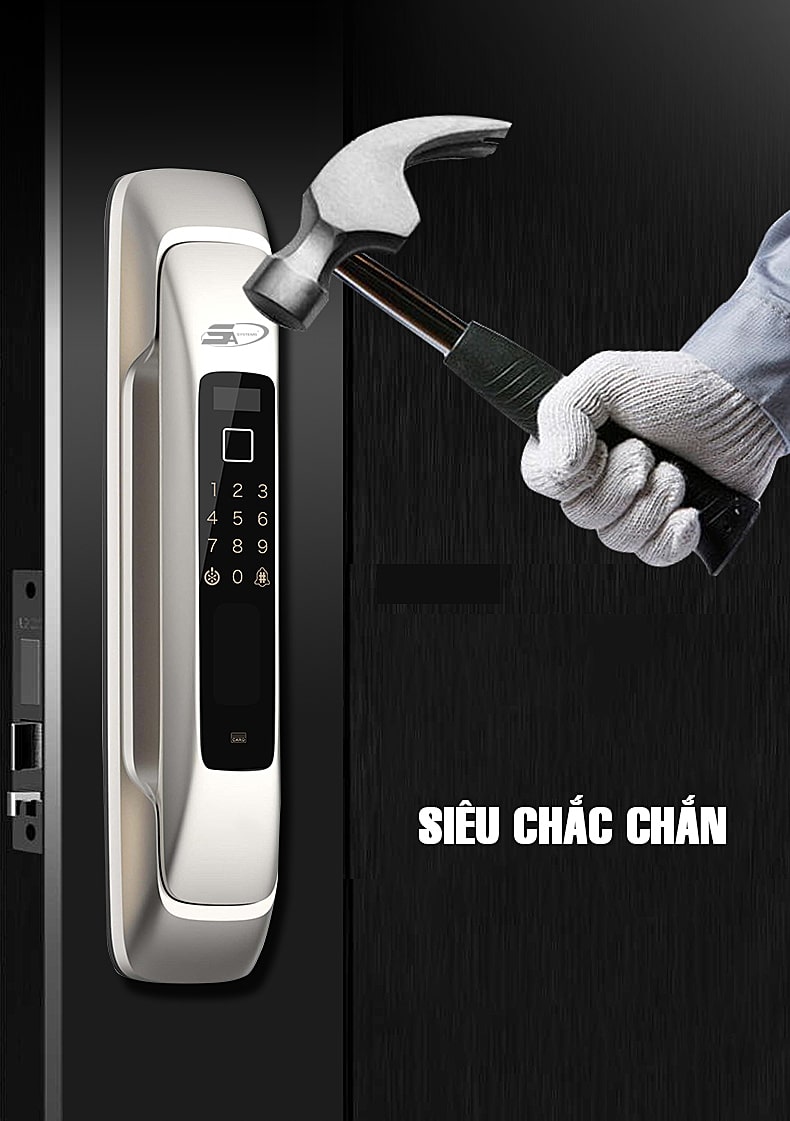 Khoá điện tử 5asystem SK8000 - Vân tay, mã số, thẻ từ 5 Khoá cửa điện tử 5A SK8000 sở hữu thiết kế hiện đại, sang trọng