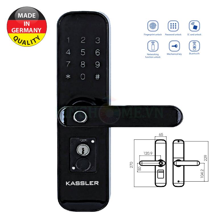Khoá cửa vân tay Kassler KL-668 3 2. Kiểu dáng hiện đại, tính thẩm mỹ và độ bền cao
