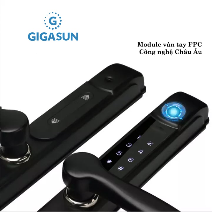 Khoá vân tay cửa nhôm kính Gigasun A03B 10 Công nghệ vân tay FPC công nghệ Châu Âu với độ bảo mật cao