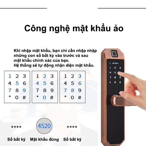 Khoá cửa vân tay Gigasun D04R 11 Công nghệ mã số ảo nâng cao hiệu quả bảo mật