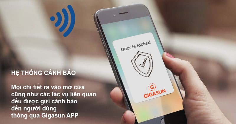 Khoá cửa vân tay cửa cổng Gigasun G03B 12 Tính năng cảnh báo an toàn