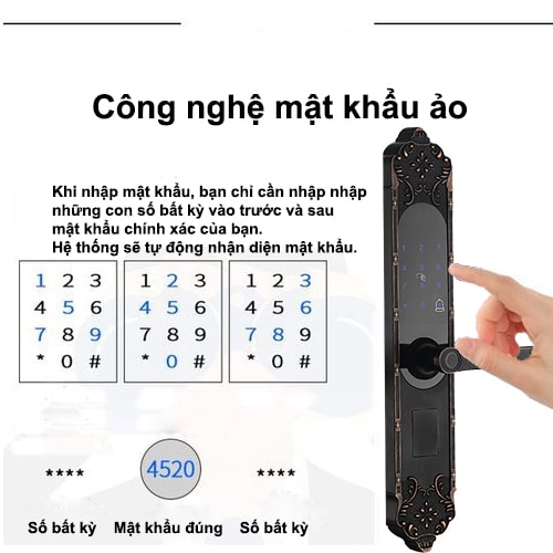 Khóa cửa vân tay cổ điển Gigasun X3B 10 Công nghệ mã số ảo chống lộ mã số mật khẩu