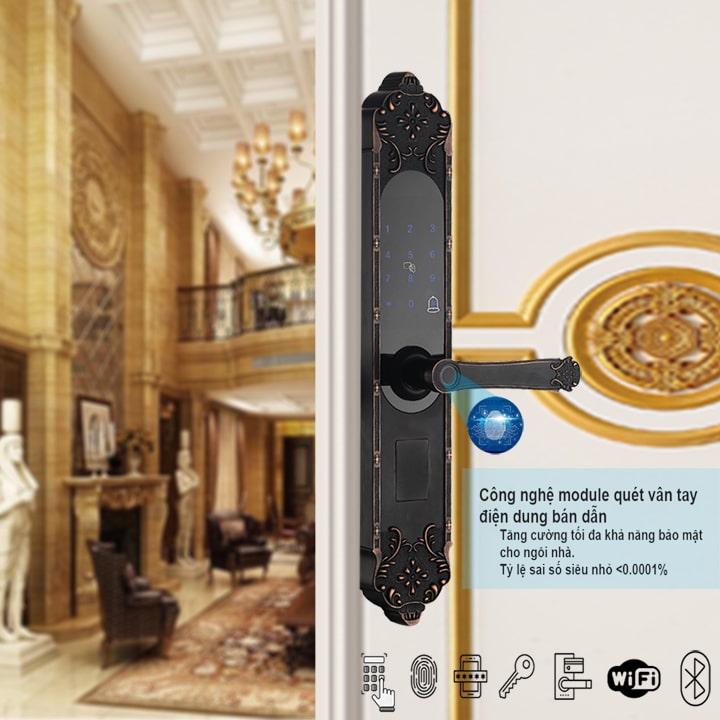 Khóa cửa vân tay cổ điển Gigasun X3B 12 Mở khóa bằng vân tay với độ chính xác và bảo mật cao