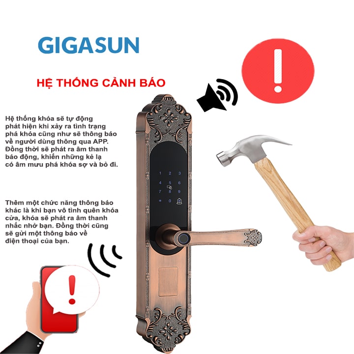 Khóa cửa vân tay cổ điển Gigasun X3R 5 1. Tính năng nổi bật trên khoá cửa thông minh Gigasun X3R