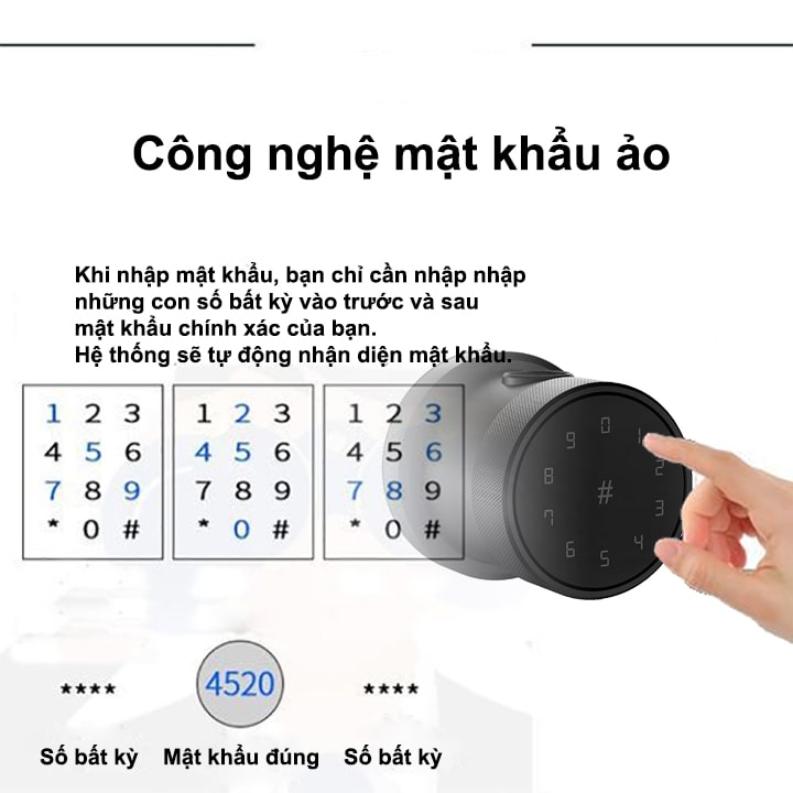 Khoá điện tử tay nắm tròn Gigasun X7 10 Công nghệ mã số ảo chống lộ mật khẩu
