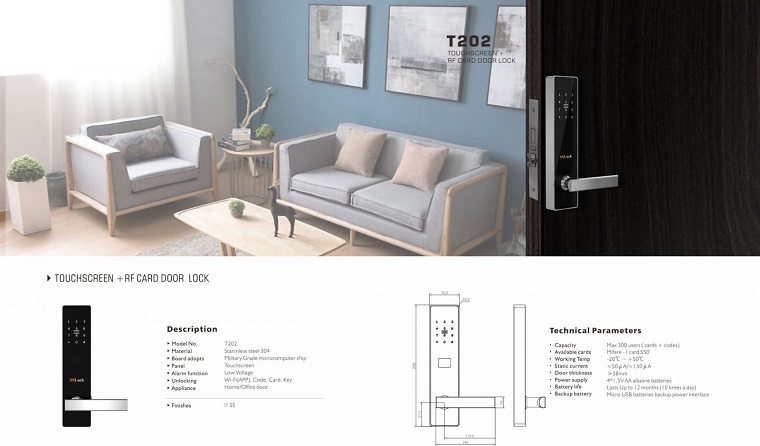 Khoá cửa vân tay SSlock T202 1 khoa cua van tay sslock t202 2