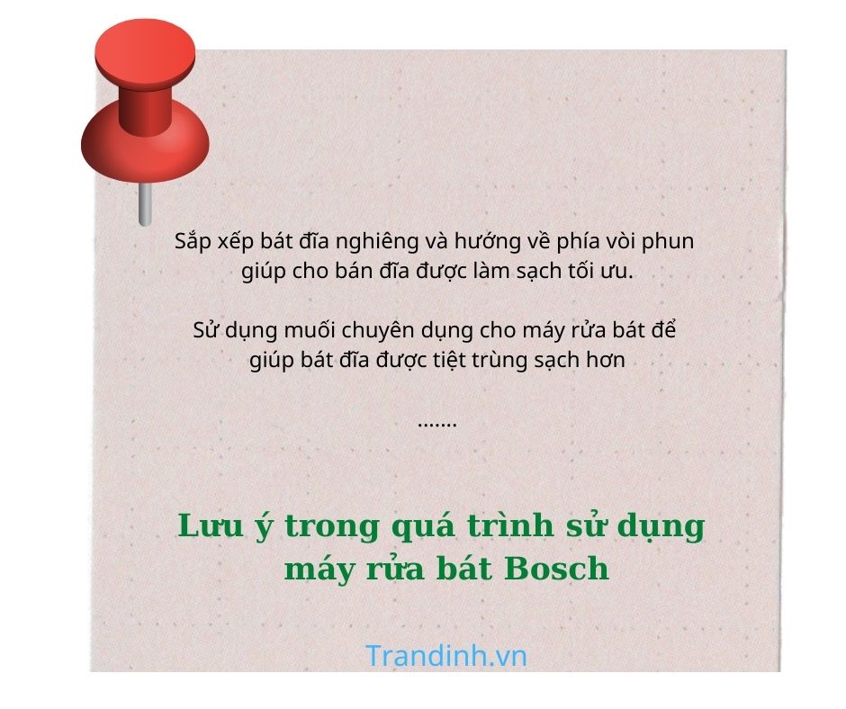 Lưu ý trong quá trình sử dụng máy rửa bát Bosch