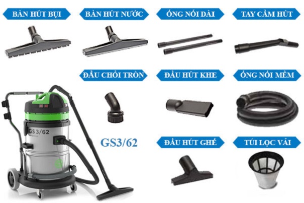 MÁY HÚT BỤI CLEAN TECH CT 270 11 Bước 1: Lắp đặt các phụ kiện cho máy