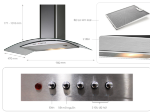 Máy Hút Mùi Cata C GLASS 700 5 1. Máy Hút Mùi Cata C GLASS 700 thiết kế dạng kính cong độc đáo