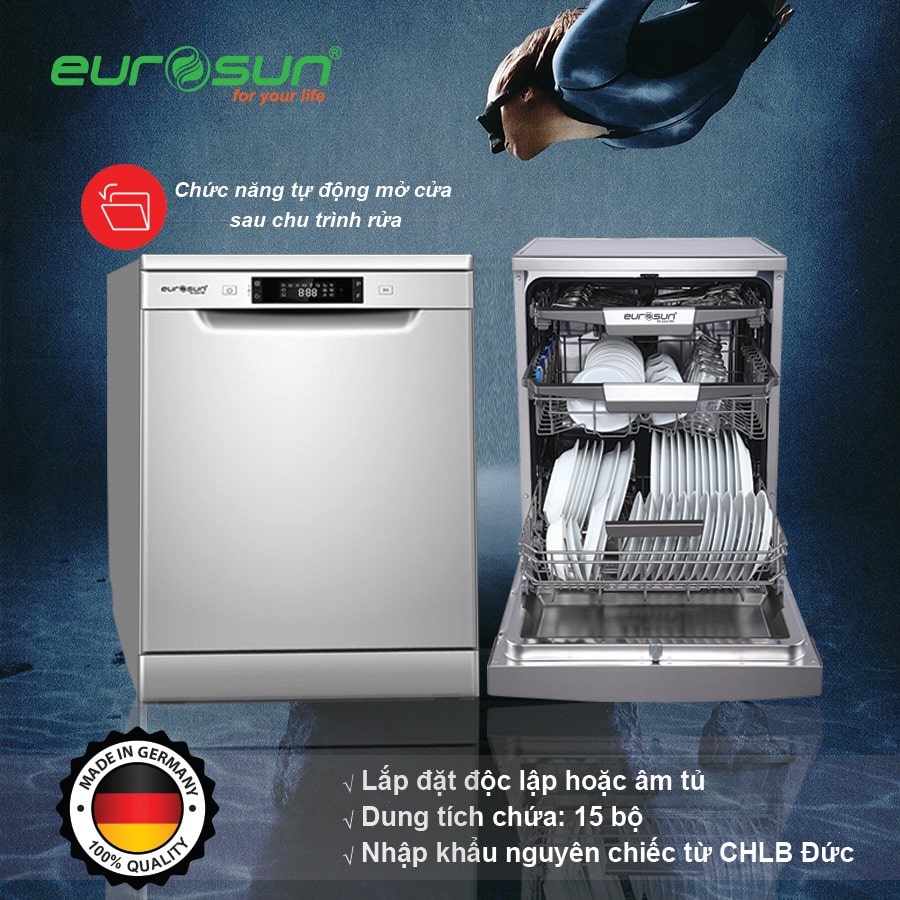 Eurosun SMS56EU05E trang bị 8 chương trình rửa và 4 chức năng riêng biệt