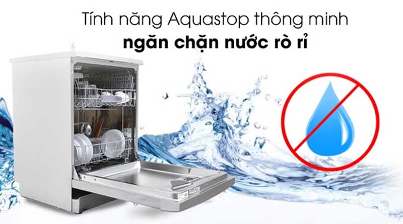 Máy rửa bát âm tủ Texgio H595DT08S 8 bộ 9 6. Hệ thống chống rò rỉ AquaStop hiện đại