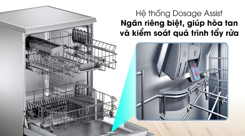 Máy rửa bát độc lập Bosch SMS25DI05E 7 4. Hệ thống Dosage Assist nâng cao hiệu quả rửa sạch chén, bát