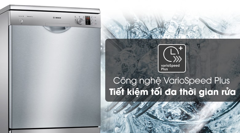 Máy rửa bát độc lập Bosch SMS25DI05E 10 7. Giảm thời gian rửa chén đĩa nhờ công nghệ VarioSpeed Plus