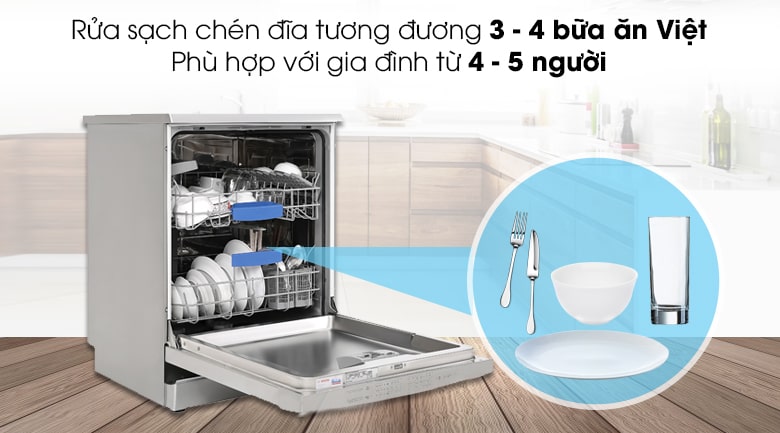 5. Rửa sạch chén đĩa tương đương 3 - 4 bữa ăn Việt của gia đình từ 4 - 5 người