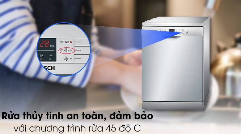 Máy rửa bát chén Bosch SMS68MI04E 12 9. An tâm vệ sinh các dụng cụ có chất liệu thủy tinh nhờ công nghệ bảo vệ kính và chương trình rửa thủy tinh 45 độ