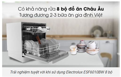 Đặc điểm nổi bật về máy rửa bát Electrolux 8 bộ ESF6010BW