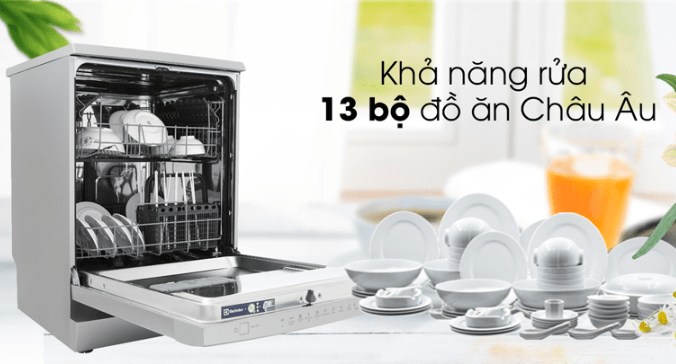 Máy rửa bát Electrolux ESF5512LOX 8 5. Hiệu suất rửa lớn với 13 bộ đồ ăn tiêu chuẩn châu Âu