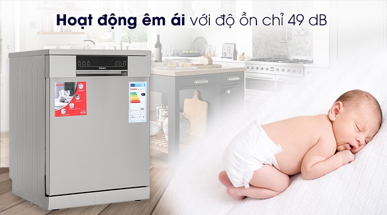 Máy rửa bát độc lập Galanz W60B1A401M-AE5(SS) 10 Hoạt động êm ái, tránh làm phiền với độ ồn chỉ 49 dB