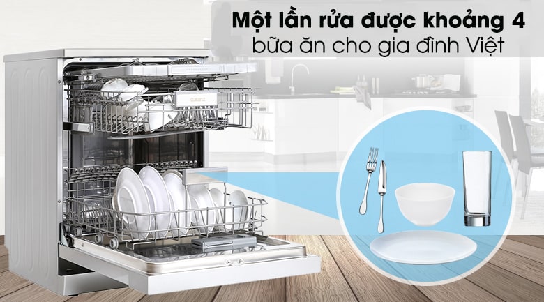 Máy rửa bát độc lập Galanz W60B1A401M-AE5(SS) 3 Công suất rửa sạch được 4 bữa ăn gia đình Việt 5 - 6 người/ lần rửa
