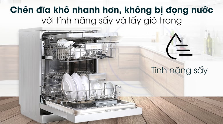 Máy rửa bát độc lập Galanz W60B1A401M-AE5(SS) 4 Giúp chén đĩa khô nhanh hơn và không bị đọng nước với tính năng sấy