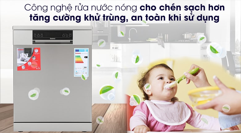 Máy rửa bát độc lập Galanz W60B1A401M-AE5(SS) 5 Công nghệ rửa nước nóng diệt khuẩn tối ưu, sạch sẽ chén đĩa